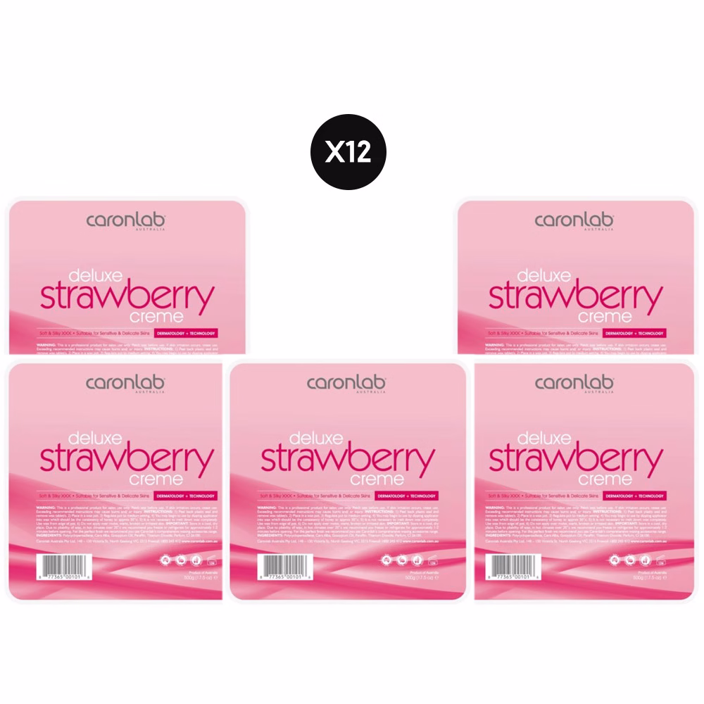 Bulk Buy Caronlab Deluxe Strawberry Creme Hard Wax 500g x12