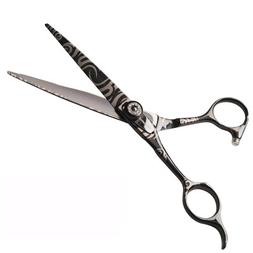 Iceman Black Crystal Black Swirl 6” Left-Handed Scissors - Image 2