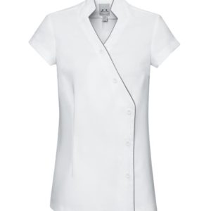 Salon Uniform Tunic - White with Gray Crossover