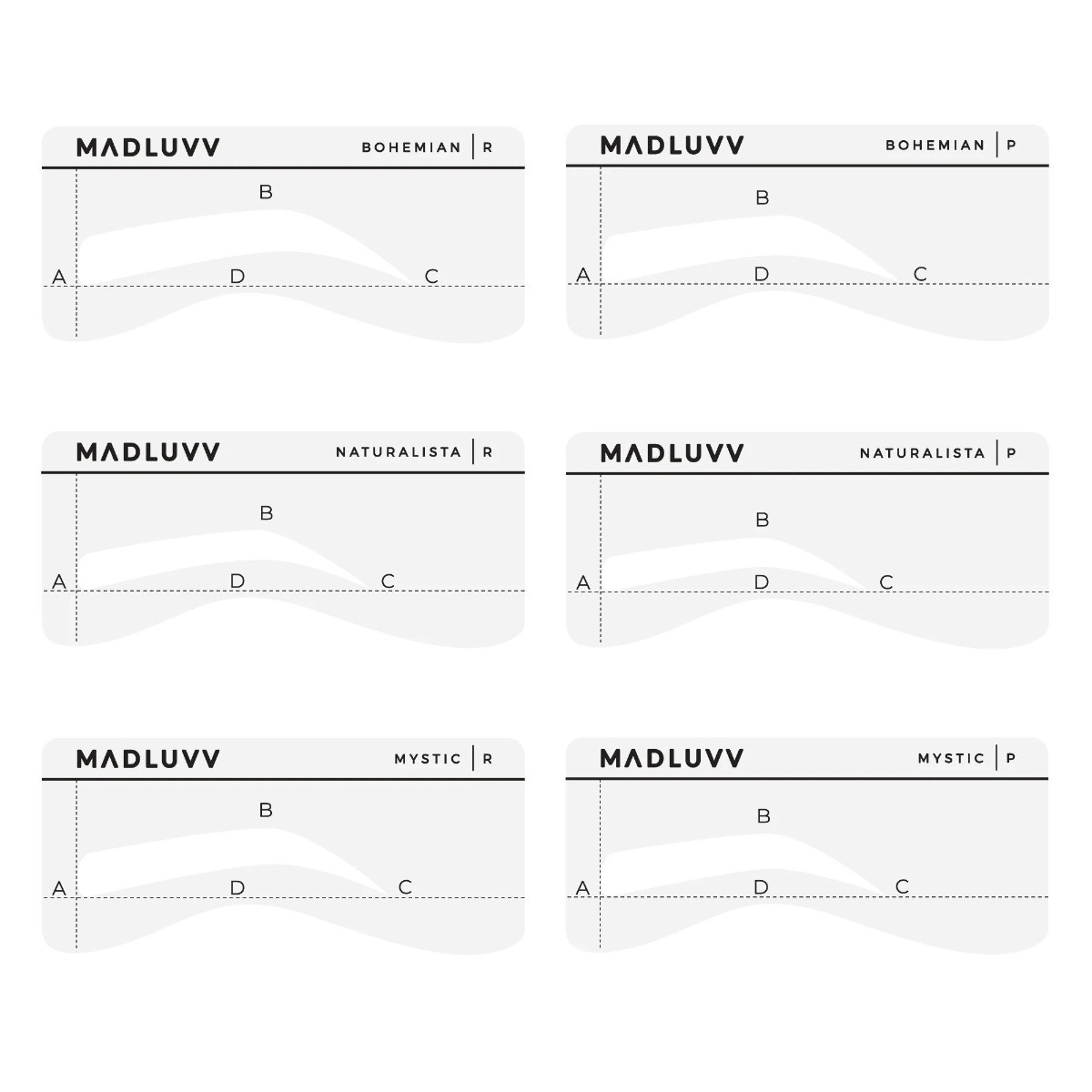 Madluvv Original 6 Stencil Eyebrow Shaping Set