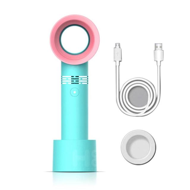 Bladeless Mini Fan - Pink and Green - Image 3