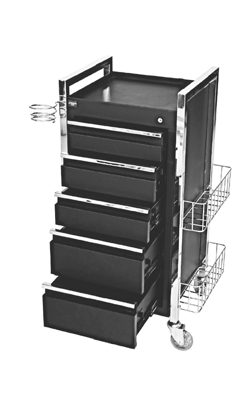 Twilight 5 Drawer Hairdressing Beauty Trolley - Chrome Frame - Image 2